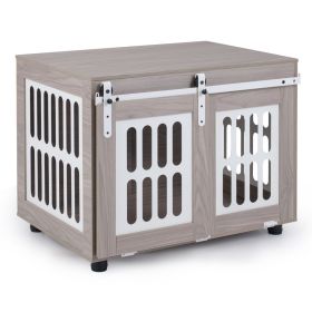 Dog Crate Furniture with Sliding Barn Door for Small Medium Dogs
